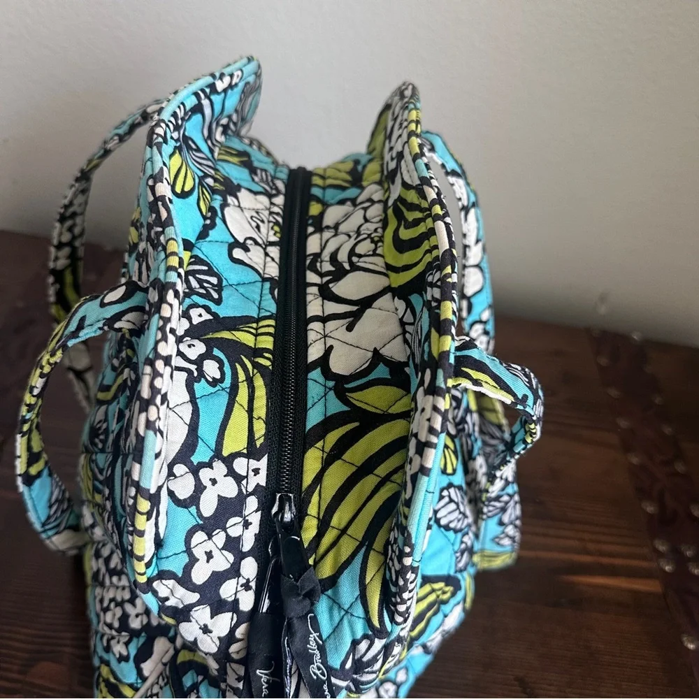 Vera Bradley Sweet Pleat Tote Island Blooms Aqua Quilted Floral Bag Retired